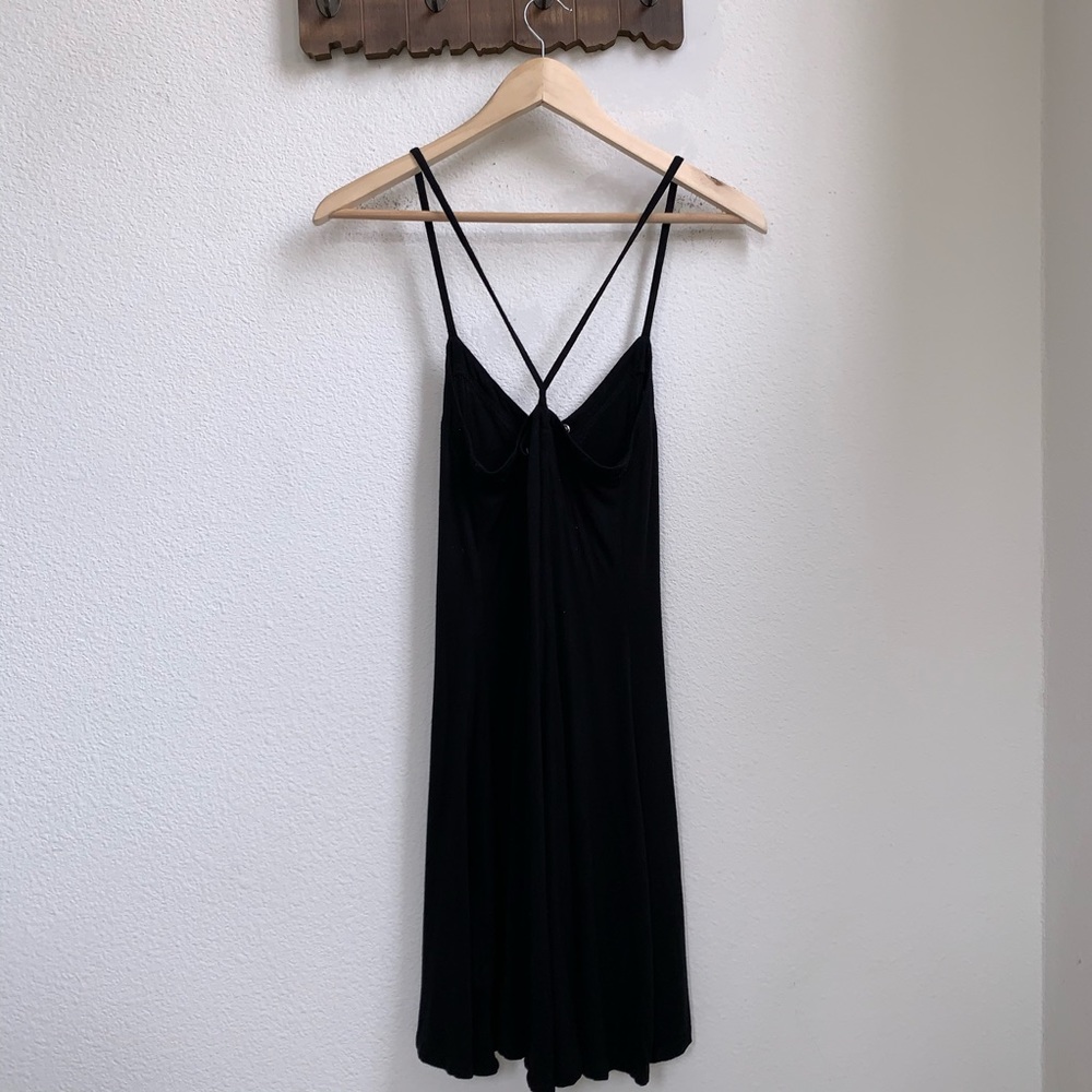 SOLD Silence + Noise | Black Lace Up Mini Dress - Picture 4 of 8